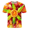 Camisetas masculinas Personalidade de verão Color Fruta T-shirt moda Hip Hop O-pescoço