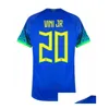 Yoga Outfit 2023 Brazils Vini Jr. Soccer Jerseys Casemiro 22 23 Brasils National Team G.Jesus P.Coutinho Away Men Kids Kit L.Paqueta Dhsi7