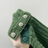 Frauenpullover Retro -Grüne Garnschnalle Wolle gestrickt Sweater Weste Frauen 2023 Frühling
