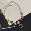 Gold Silver Plated Copper Pendant Necklace Choker Women Designer Varumärkesbrev Halsband Kedjor Crystal Pearl Wedding Jewelry Love Gifts