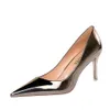 New Fashion Sexy Metal Heel High Heel Shallow Mouth Pointed Tip Nightclub Slim High Heel Shoes Women's Shoes Single Shoe Size 34-43