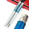 Stylos à bille Texture bleue qualité stylo à bille roulante en métal avec numéro de série écriture papeterie de luxe lisse 230821