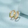 Hoop Earrings AIDE Snake-shaped Green Geometric Crystal Earring 925 Sterling Silver Ear Buckle For Women Kolczyki Srebrne