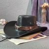 Faux läder västerländsk cowboy hatt för kvinnor män utomhus solskydd hatt vintage gentleman klänning hatt panama cowgirl jazz mössa