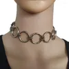 체인 스테인레스 스틸 고딕 원형 서클 목걸이 펑크 칼라 수제 ketting kolye 문장 Choker 힙합 보석