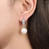 Boucles d'oreilles créoles KOFSAC belle pleine Zircon pour les femmes mode 925 bijoux d'oreille en argent Sterling dame élégante perle boucle d'oreille