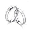 Cluster ringen S925 Sterling Silver Ring Band Lover's Smooth Fashion Open