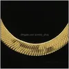 Chains 10Mm Wide Snake Bone Chain Yellow Gold Filled Men Statement Herringbone Necklace 60Cm 2072 Q2 Drop Delivery Jewelry Necklaces Otomx