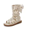 Boots Summer 2023 New Fashion Girls Pearl Kids Princess Sandals Open High Top Cool Boots Style Breatheable R230822