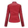 Veste en simili cuir femme automne printemps Moto Biker fermeture éclair rouge noir manteau vêtements d'extérieur marron XS violet marine 230822