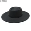 Largura de chapé o balde clássico estilo britânico 95cm Big Fedora Hat for Women Fashion Autumn Winter Felt Igreja Vestido de noiva Jazz Cap 230821