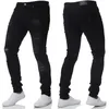 Dżinsy męskie chude mężczyźni wiosna jesienna elastyczność Slim Pencil Spodnie seksowna swobodna dziura zgrana czarna dżinsowa odzież streetwearu 230821