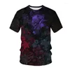 남성용 T 셔츠 Est Cool Multicolor Flower 패턴 3D 프린트 재미있는 티셔츠 짧은 소매 여름 남자 셔츠 전신 Tshirt