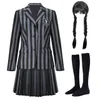 Cosplay Çarşamba Addams Cosplay için Cosplay Çocuklar için Kids Partisi Elbiseler Karnavalı Paskalya Cadılar Bayramı Kostümleri 5-14 Yıl 230818