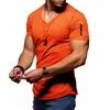 Camisetas de hombre FANWEILIN para hombre de moda de gran tamaño con cremallera Camiseta de manga corta Y2K de verano para hombre con cuello en V Camiseta de Color sólido Camiseta Masculina