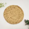 Mats Almofadas Conjunto de 4 placemats redondos para mesa de jantar Wicker Wicker Natural Strawhouse House