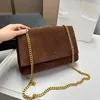 Tvåsidiga kedjepåsar Designer Kvinnor Suede Crocodile Leather Cross Body Shoulder Messenger Flap Purse Soft Folding Bag Handbag S Tote 5235400 4050205