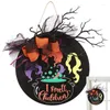 Panneau de sorcière en bois pour décoration de fête, pendentif d'extérieur en bois pour Halloween, bannières décoratives suspendues pour porche, ornement Portable avec nœud papillon