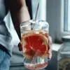 ウォーターボトルコーヒーティードリンク用のクリエイティブシンプルなガラスカップDIYデザインミルクカップカバーストロー飲酒