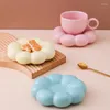 أكواب CuteLife Nordic Pink Flower Cean Cuffe Cuct Saucer Areplable Home Home Displative Breakfast
