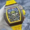スイスの有名な腕時計RICHARMILLESオートマチックメカニカルウォッチRM011 AO RG Ceramic Circle Brown and黄色の一致時系列HOLLO HBF8