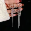 Boucles d'oreilles en peluche bijoux drop bemens aiguille amour long frange blé oreilles cubiques zircone high banquet mariage {catégorie}