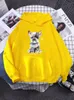 Hoodies voor dames Kawaii Dog Poster is doodled Dames Hoody Harajuku Oversize Sportswears Simple Autumn Streetwear Sports Volle mouw