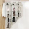 Förvaringslådor 2/3/4 Pocket Foldbar Hanging Bag Organizer Garderoben garderob Mesh Handväska Hemvägg diverse hängare