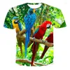 Herren-T-Shirts Die neueste Tierpapageiserie für Frühlings- und Sommer-Männer Frauen 3D-Druckmodetsport-T-Shirt übergroß