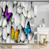 Shower Curtains Bathroom shower curtain 3D beautiful butterfly printing waterproof curtain home decoration curtain with 180x180cm R230822