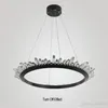 Luxe LED lustre en cristal éclairage rond cristaux suspension lampe noire suspension pour salon décoration de la maison Lustres De 2454