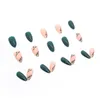 Falsi chiodi finte foglia verde dolce minimalista facile da applicare rimuovere per l'approvvigionamento di unghie anti-break femminile messo