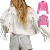 Chaquetas para mujer Borlas Chaqueta con flecos de lentejuelas Otoño e invierno Borde lavado Diamante prensado Abrigo de estrella de cinco puntas 230822