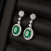 Brincos de garanhão temperamento elegante 925 Sterling Silver Emerald Emerald Turmaline noivado Long para presente