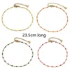 Anklets Colorful Enamel Stainless Steel Anklet For Women Jewelry 18k Gold Color Link Cable Chain Gift 23.5cm Long 1 Piece