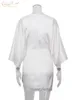 Robes décontractées de base Clacive Moulante Demi-manches Creux Out Mini Robe Dames Sexy Soyeux Fête Été Col V Profond Blanc Satin Femme 230822