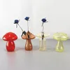 Vases Mushroom Shaped Flower Vase Transparent Glass Plant Hydroponic Bottle Desktop Decoration Ornament Supplies