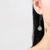 Dingle örhängen kinesisk stil imitation jade tassel 2023 retro trendig enkel kvinnlig lång metall linje smycken