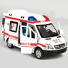 Diecast Model Scale 1 32 Ambulance Metal Alloy Pull Back Toys for Boys Children Barn Gift Vehicles Hobby Collection 230821