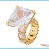Europa und Amerika Gelbgold plattiert Bling Ice Out Big Diamond CZ Stein für schöne Schmuck Z209s Band Ringe DR1GP216G