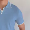 Herrpolos utmärkt polo skjorta polyester män solid färg matchar fritt sommar all-match manlig dräkt
