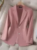 Ternos femininos Moda Moda Office Ladies Outwear Blazer rosa preto preto fêmea de manga comprida Solta de casaco sólido com casaco sólido