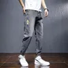 Men's Jeans Spring and autumn 2023 Fashion men's denim trousers Korean fashion loosefooted cropped brand young men jeans 230822
