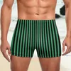 Men's Swimwear Candy Stripes Swimming Trunks Green And Black Line Pool Push Up Swim Shorts Custom Stay-in-Shape Male Briefs