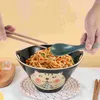 Dinnerware Sets Double Hole Spoon Set Ramen Chopsticks Kitchen Porcelain Noodles Large Japanese-style Home Soup