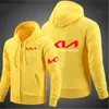 Moletom moletons masculinos Kia Motors 2023 Men's Solid Color Moda Longa Moda Zíper Capuz Capuz Top Q230822