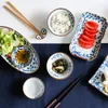 Assiettes 6 personnes utilisateur service de vaisselle en céramique style japonais sous couverts émaillés peints à la main bols assiette de 8 pouces 2 10 paires de baguettes cadeau
