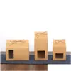 Present Wrap Tea Packaging Cardboard Kraft Paper Bag Clear Window Box för Cake Cookie Food Storage Standing Up Packing LX2705 Drop Delive DH205