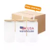 US CA STOCK 16OZ Sublimation Glass Beer Mugs with Bamboo Lid Straw Tumblers DIY Blanks Frosted Clear Can Cups Heat Transfer Cocktail Cups Tumbler AU22
