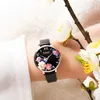 Mode tendance fleur en cuir montres CURREN classique noir montre-bracelet femme horloge dames montre à Quartz relogios feminino242V